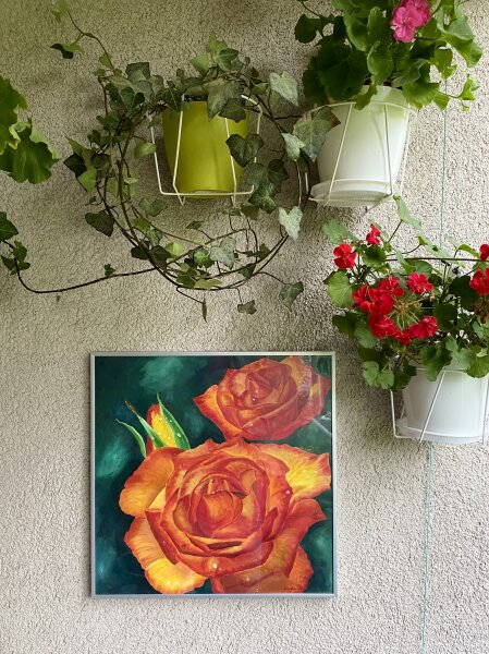 Das Bild „Rosen“. 50/50 cm.